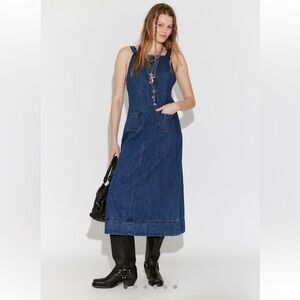 Free People Dex Denim Midi Dress Size Large nwt